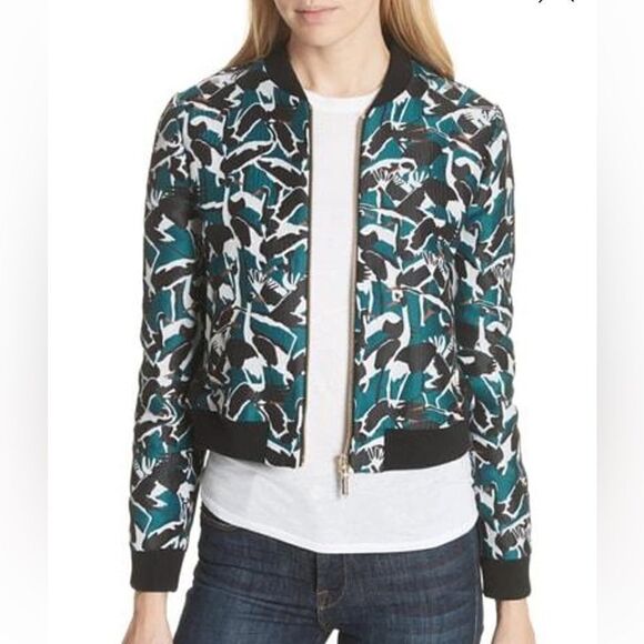 Ted Baker Joeshi Crane Bomber Jacket Teal Size XS - Picture 1 of 9